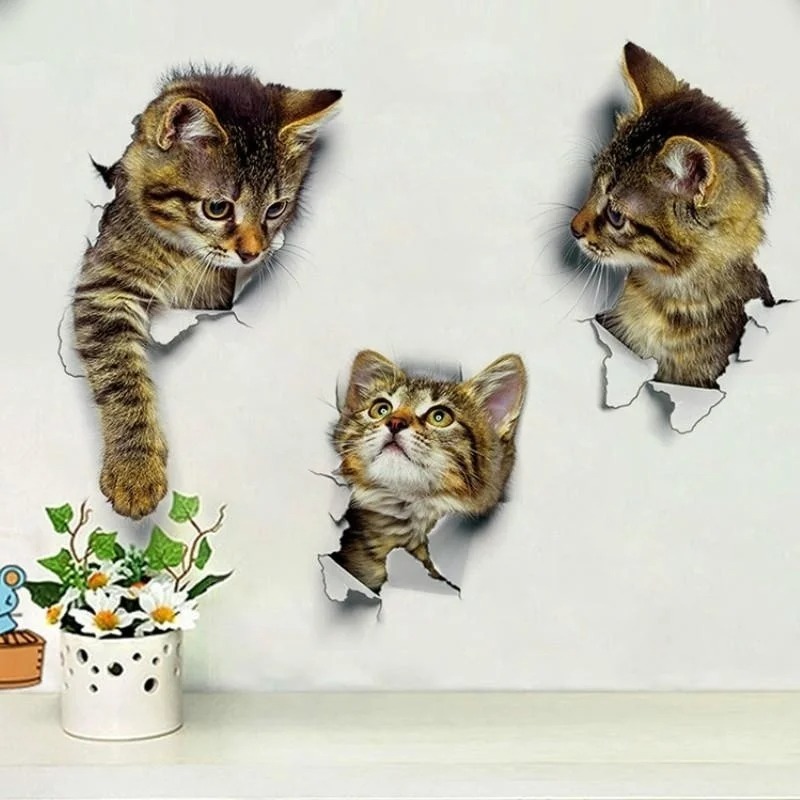 3pcs 3D Cute Cat Self-adhesive - Pvc Panel Background recensie en prijs