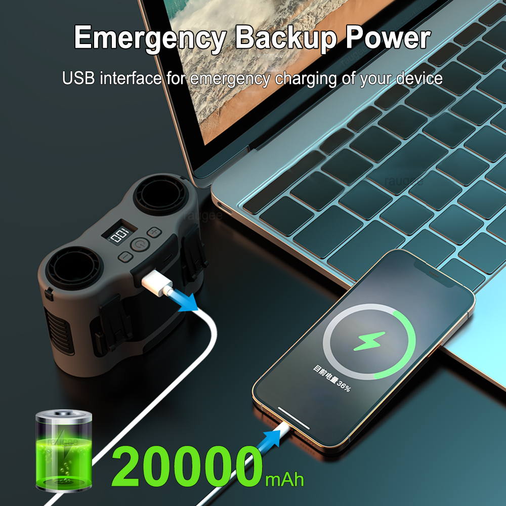 20000mAh Waist Fan Portable Ou - Timer Dual Outlet recensie en prijs