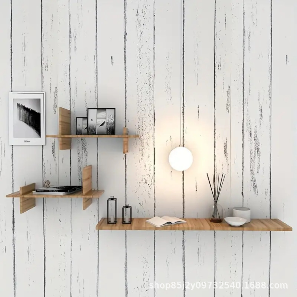 Retro White Wallpaper Wooden P - Pvc Panel Background recensie en prijs