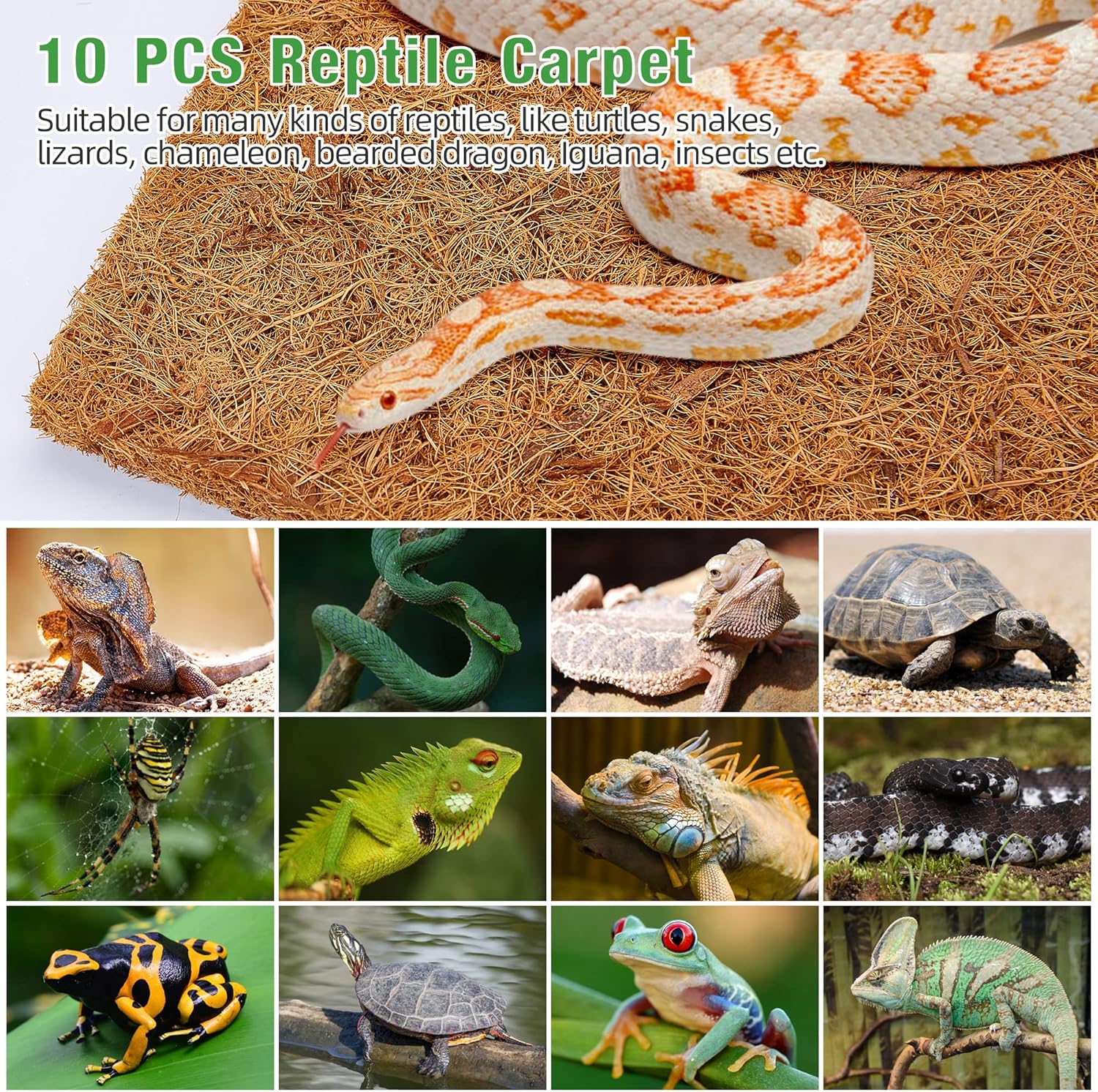 10 Pcs Reptile Carpet, 12x12 i - Substrate Coconut Fiber recensie en prijs