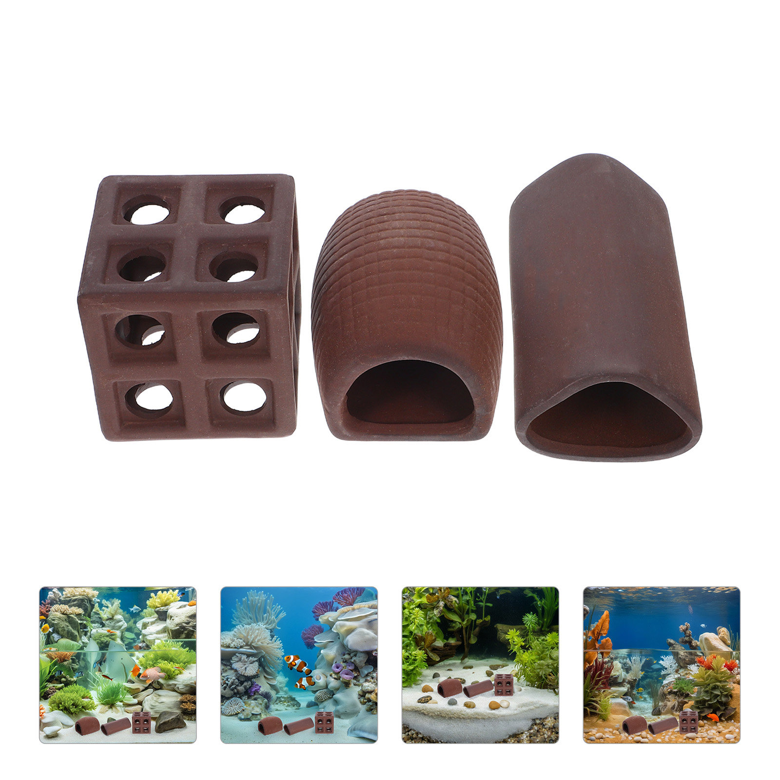 3Pcs Aquarium Decorative Rocke - Hide Cave Ceramic recensie en prijs